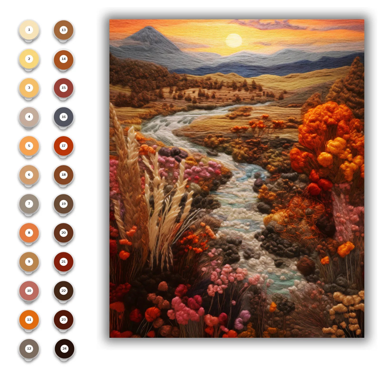 やま　　TODAYFUL Wool Painter 36 Needle Felted Paint by Numbers Kit - Textured Wool Art – 1001Canvas
