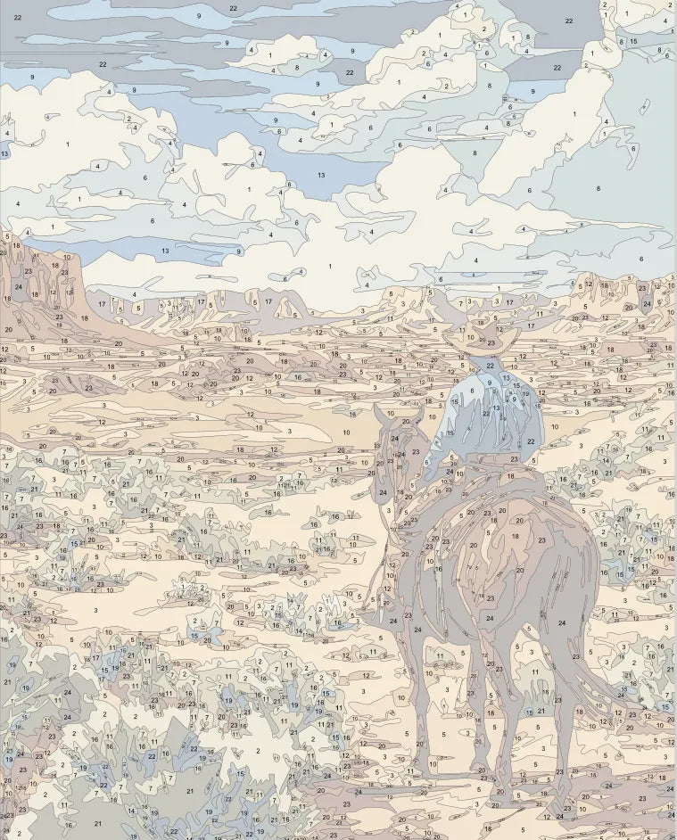 Cowboy Riding Across Desert
