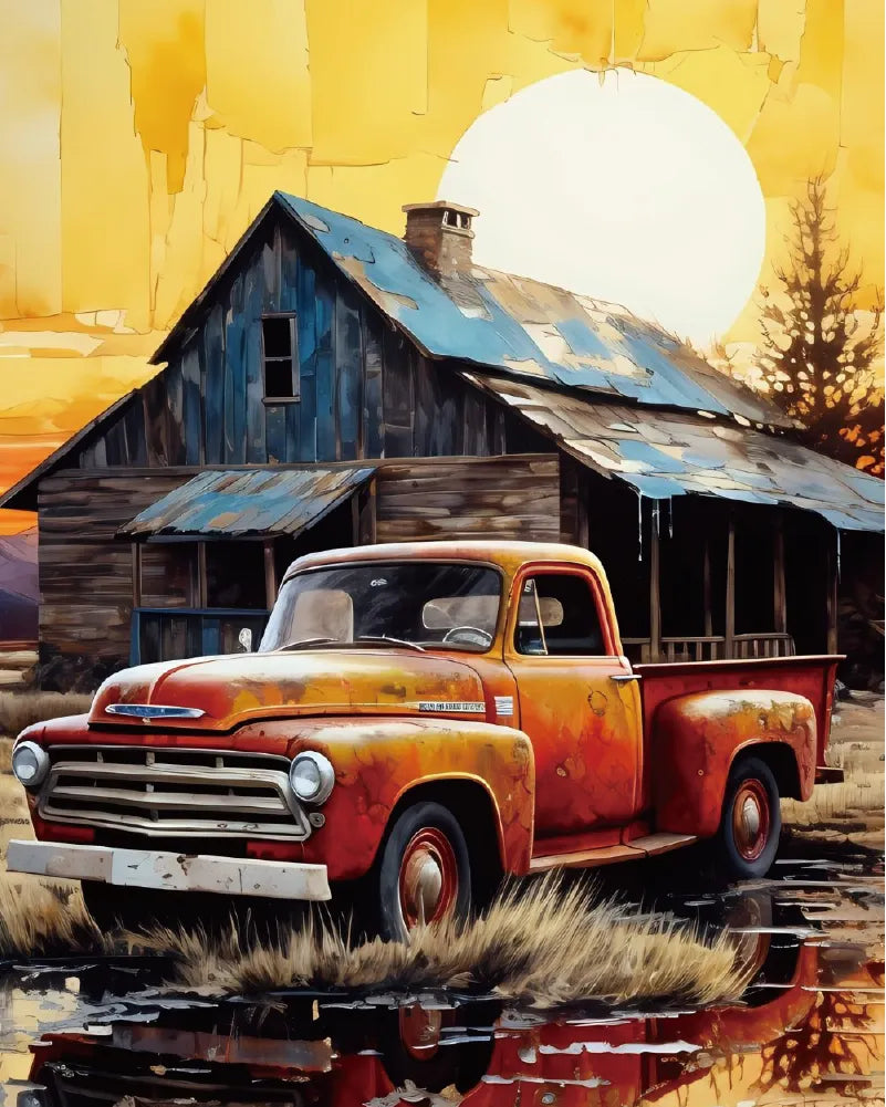 Old Red Truck Paint by numbers