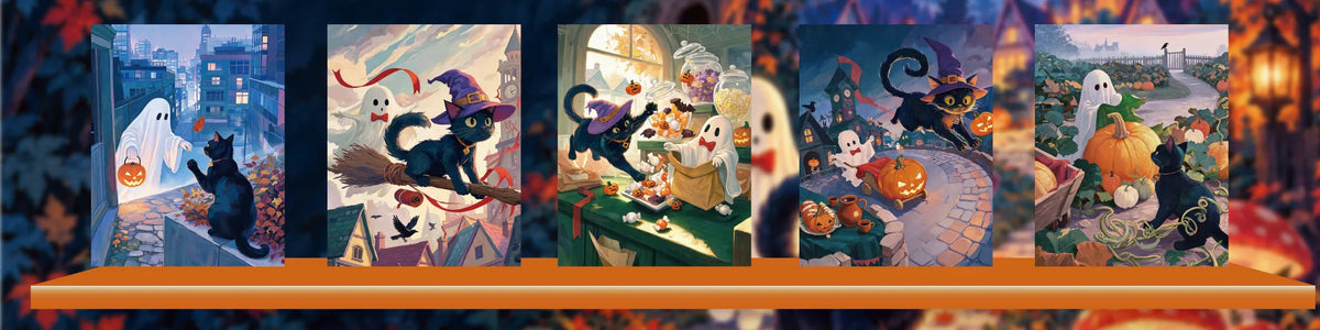 261001 Halloween Ghost and Black Cat