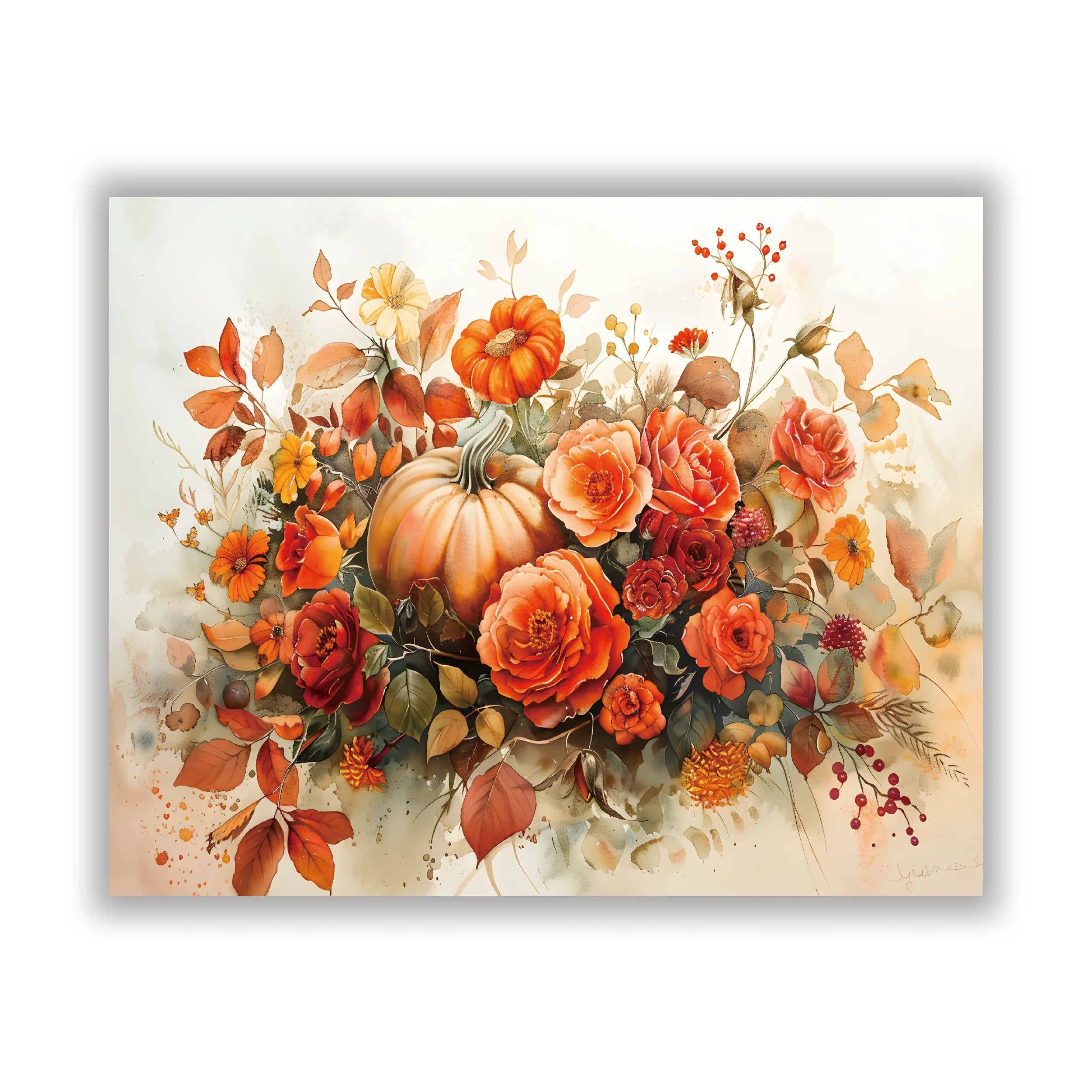 Autumn floral & pumpkin