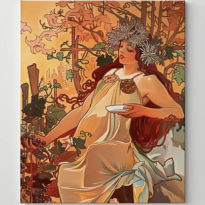 Alphonse Mucha Herbst Malen nach Zahlen