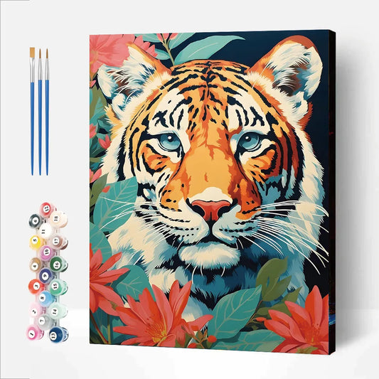 Tiger and flowers