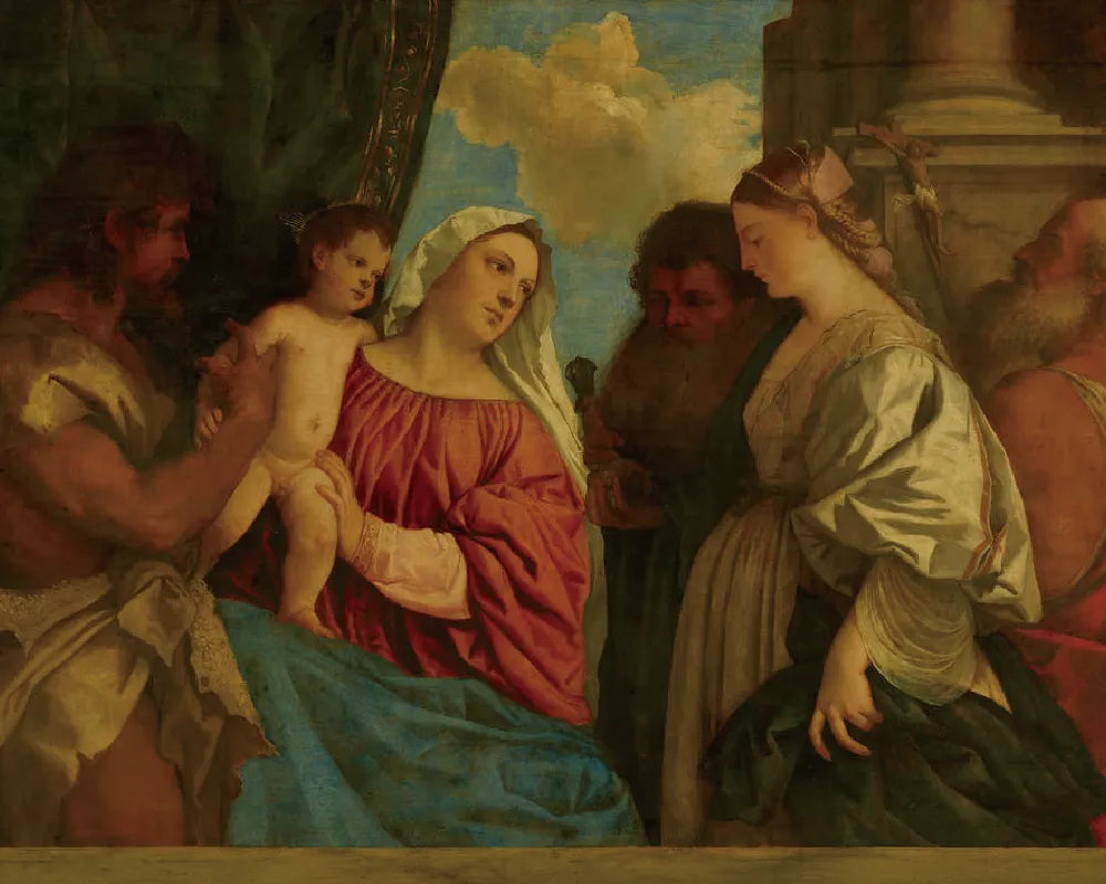 Maria mit dem Kind und vier Heiligen