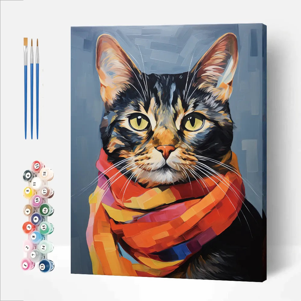 Cat Wearing Scarf 