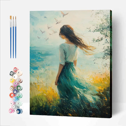 Woman Flowing Teal Dress