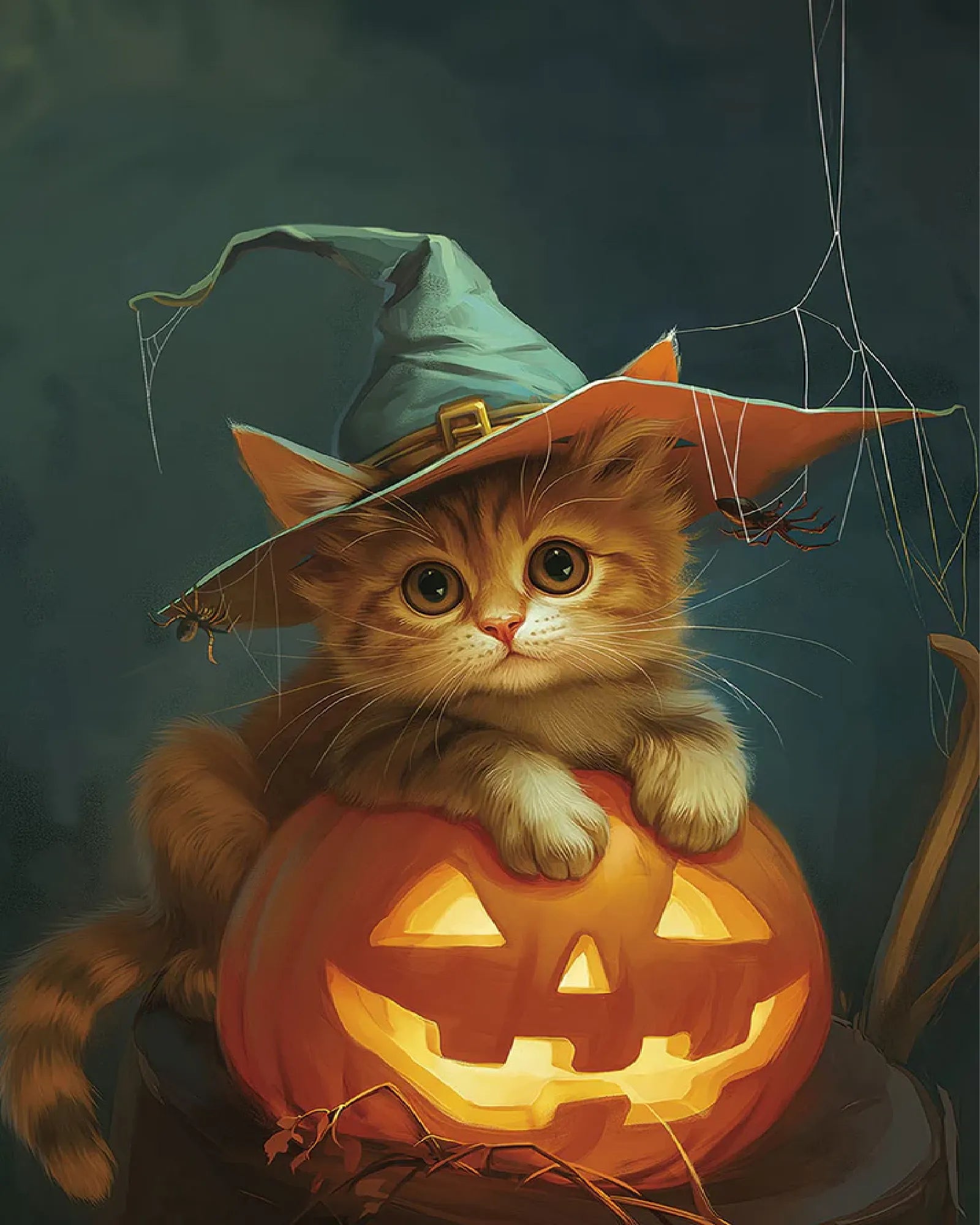 Cat and pumpkin