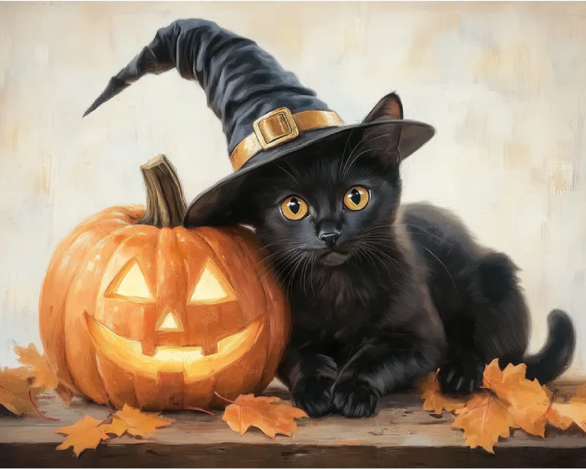 Witch Cat and Pumpkin