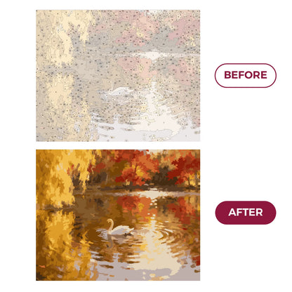 Willows and Swans by the Lakeside
