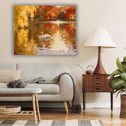 Willows and Swans by the Lakeside