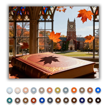Autumn Scene at the Campus Clock Tower