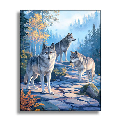 Three Wolves in the Mist