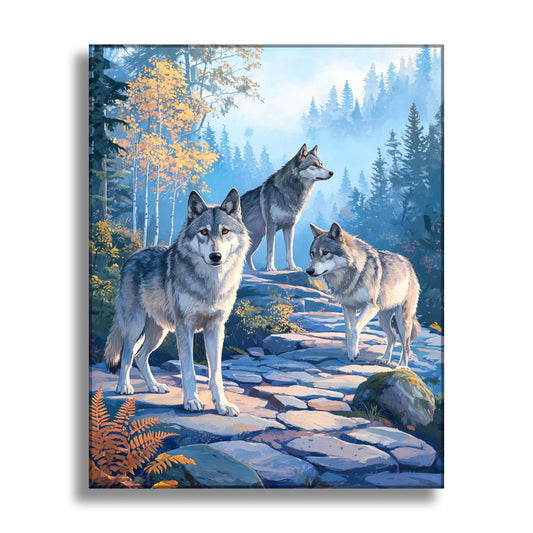 Three Wolves in the Mist