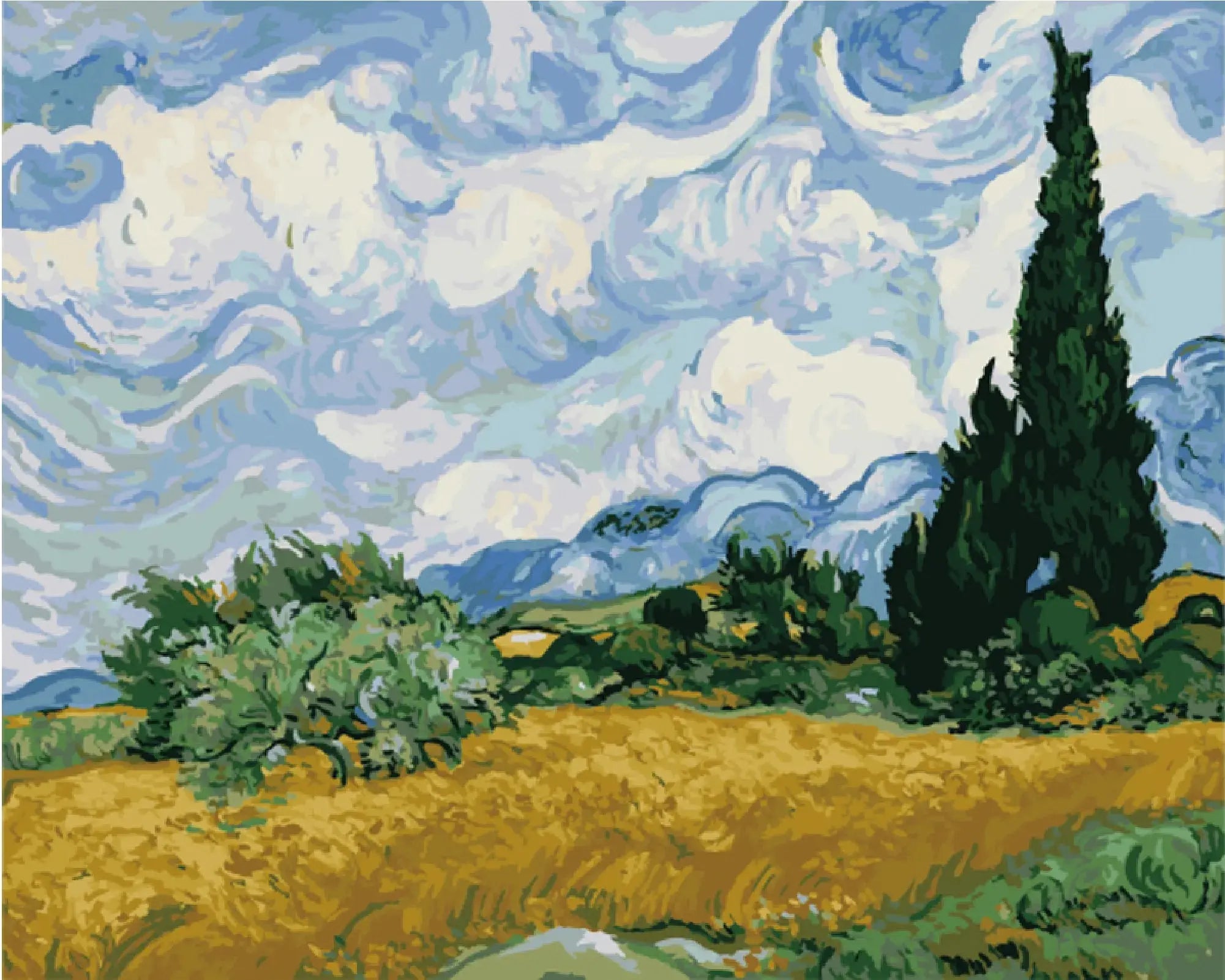 Wheat Field with Cypresses