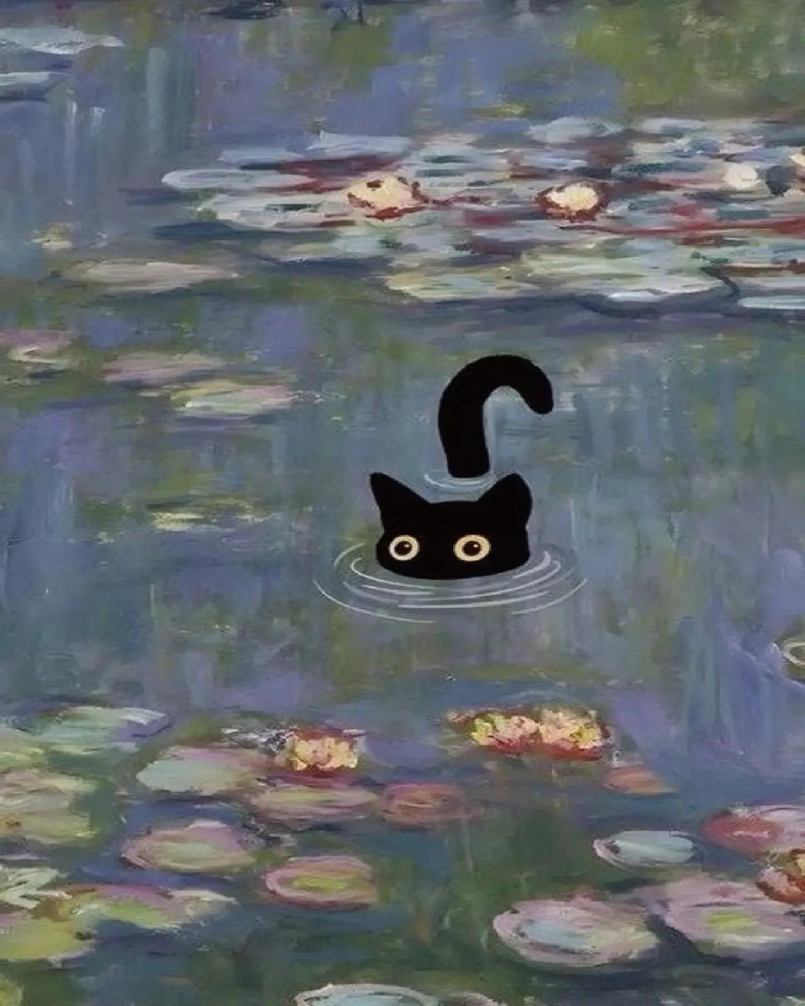 Cat in Waterlilies 