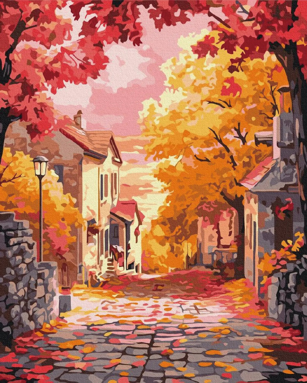 Autumn Street Scene Paint Numbers