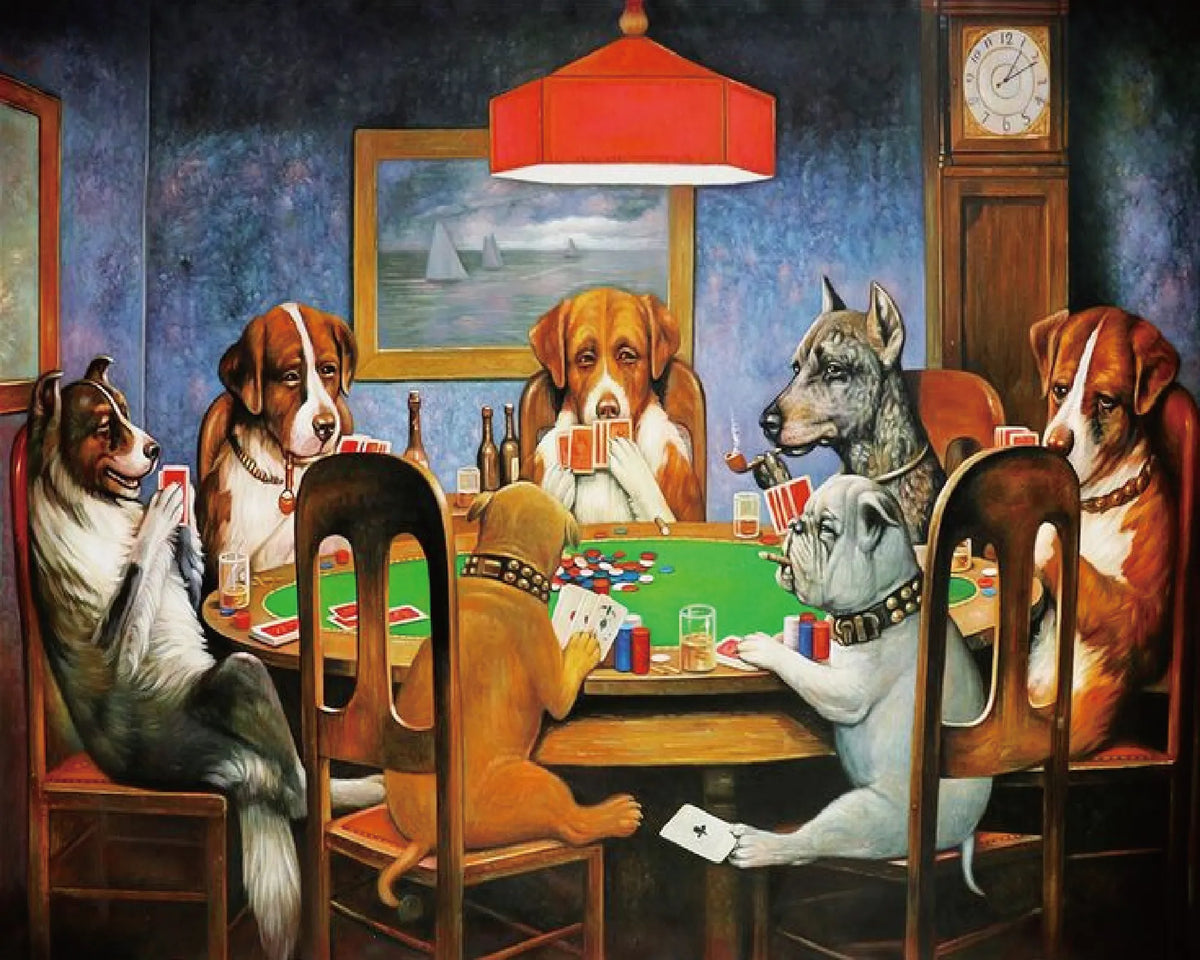 Dogs Playing Cards Paint Numbers