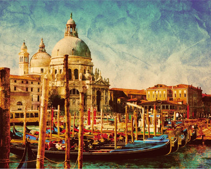 Vintage Landscape with Gondolas Paint by Numbers