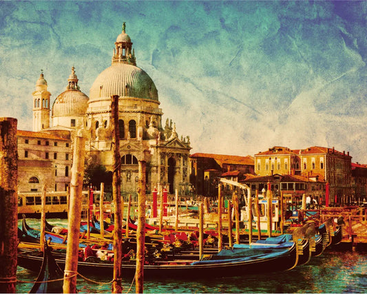 Vintage Landscape with Gondolas Paint by Numbers