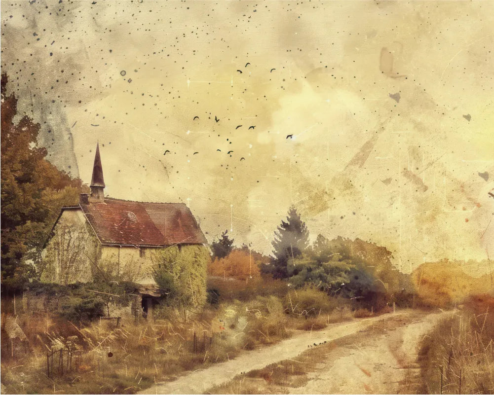 Autumnal Church Woods Paint by Numbers 