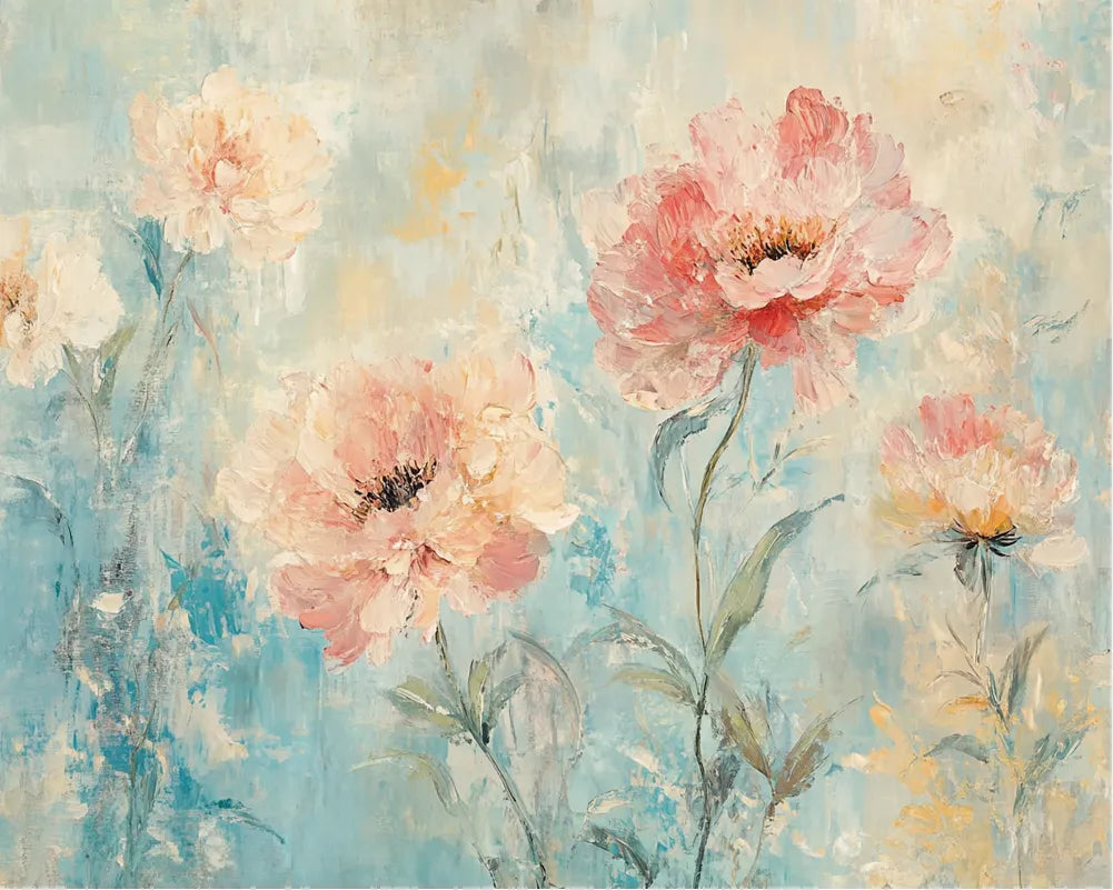 Abstract Pink Flowers Paint by numbers