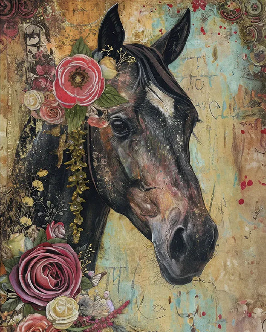 Horse Wearing Flowers Paint by numbers Kits