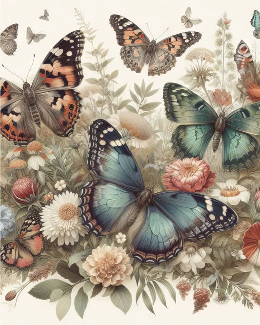 Floral Butterfly Paint by numbers