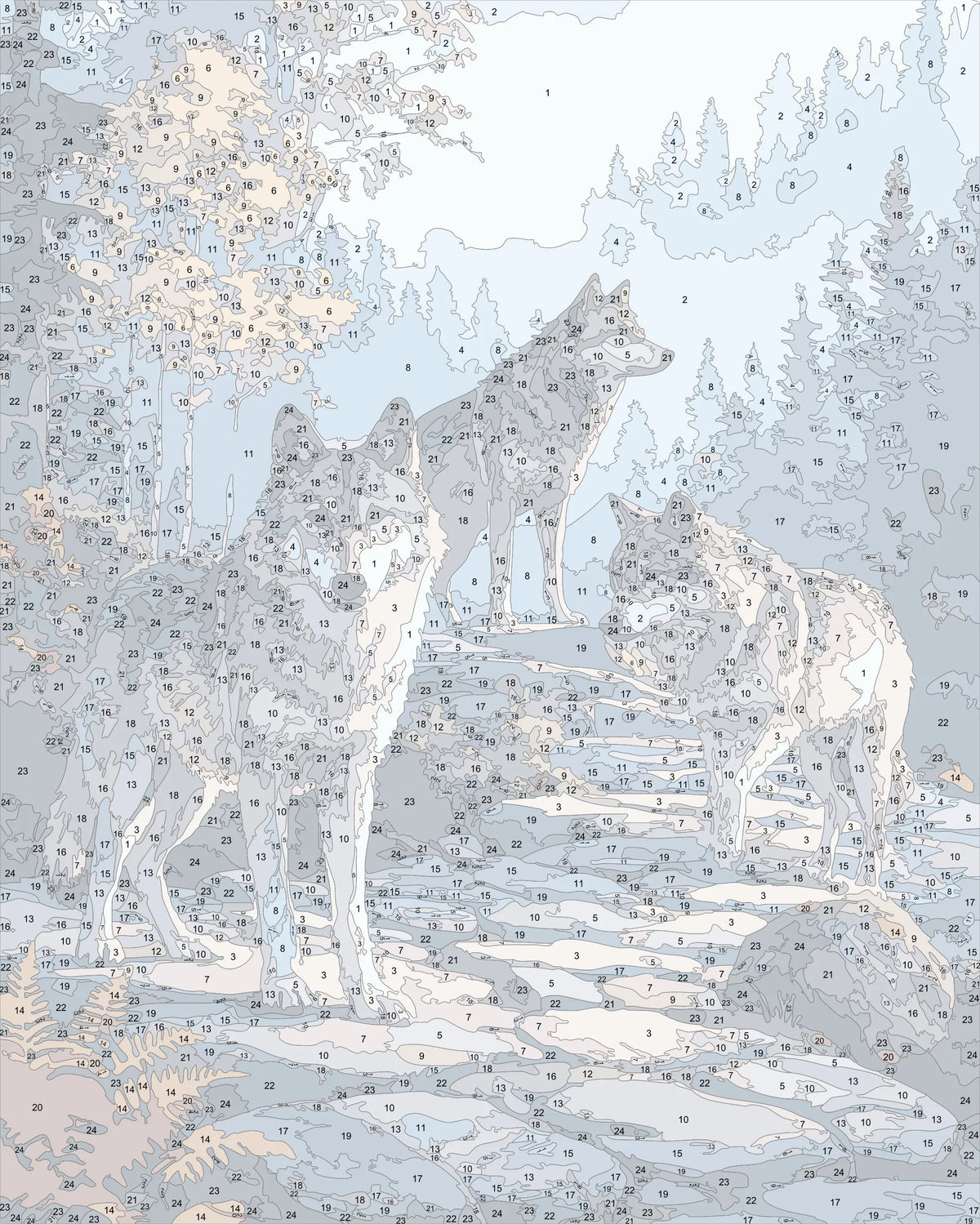 Three Wolves in the Mist