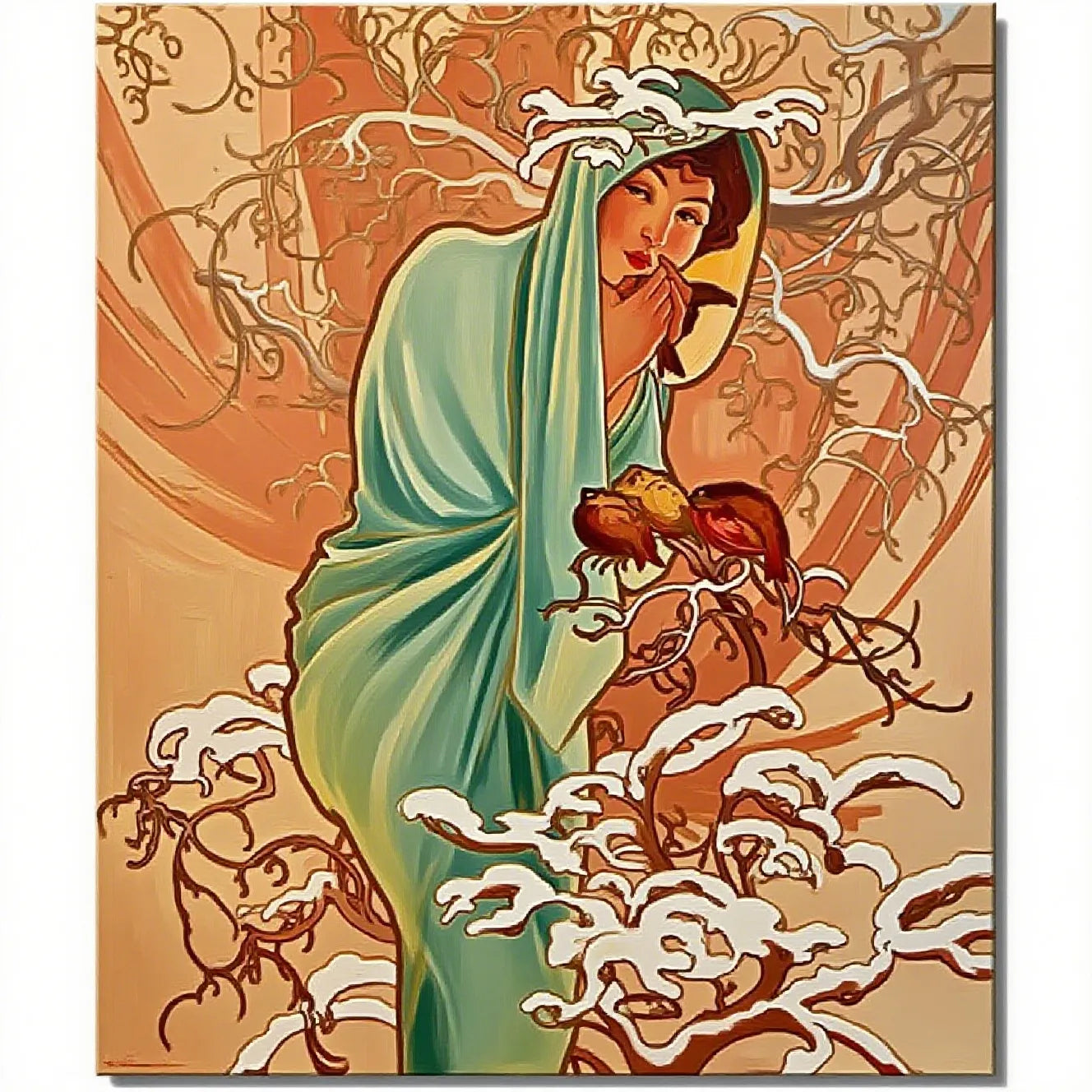 Alphonse Mucha Winter Malen nach Zahlen