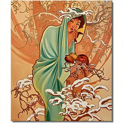 Alphonse Mucha Winter Malen nach Zahlen